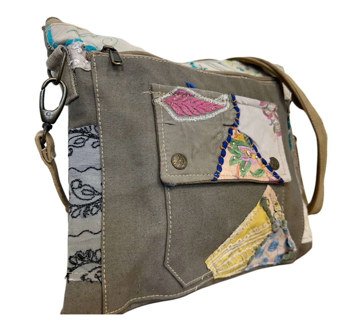Vintage Fabric Recycled Crossbody Bag - Image 6