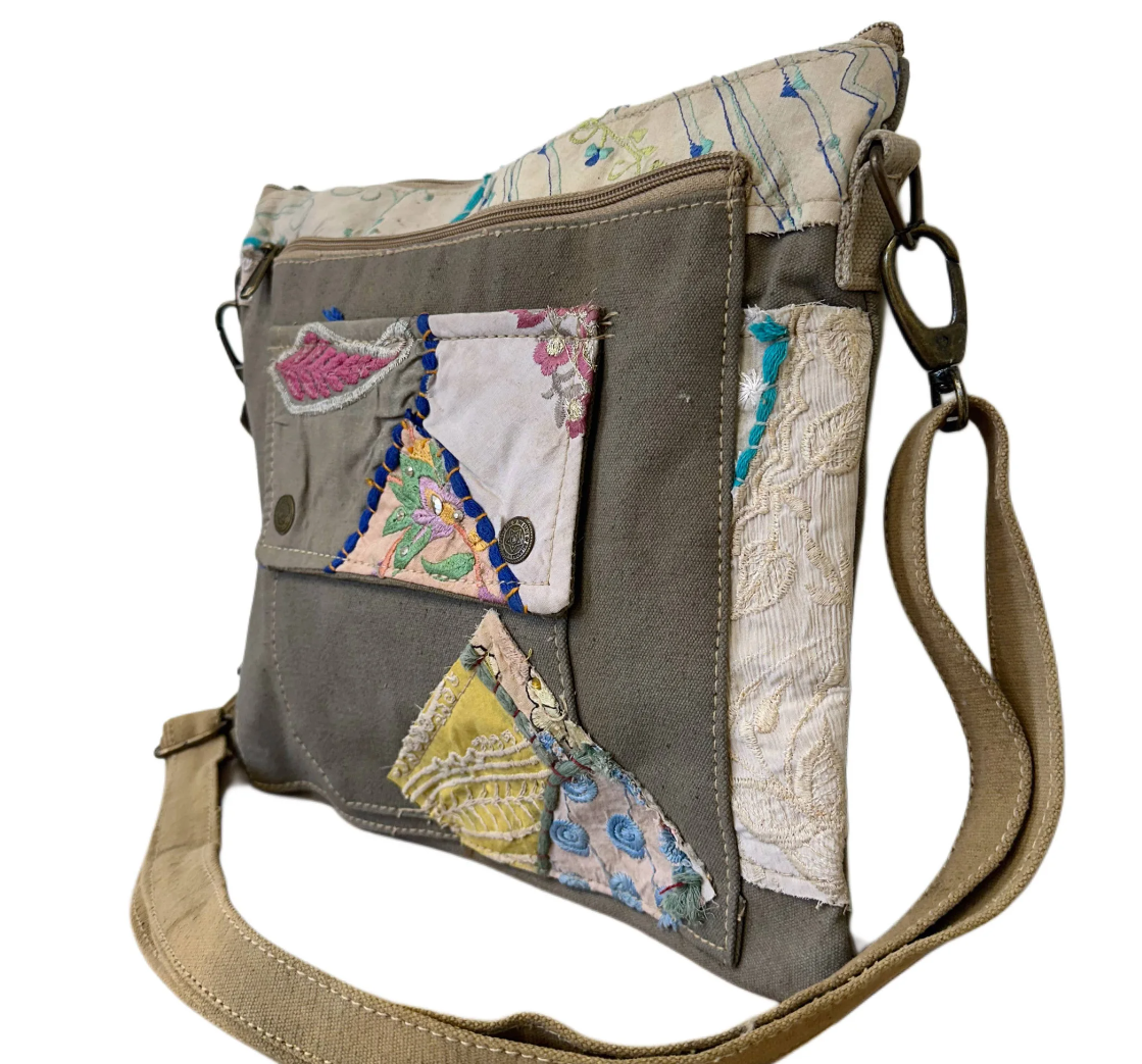 Vintage Fabric Recycled Crossbody Bag - Image 5